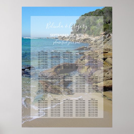 Rocky Beach Wedding Seating Chart Poster (Voorkant)