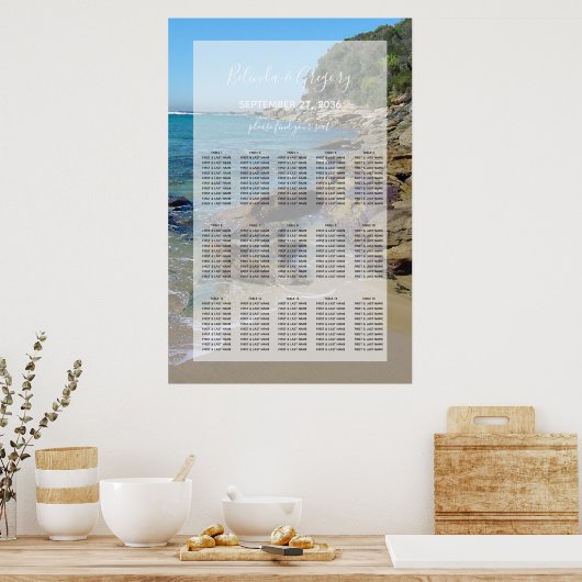 Rocky Beach Wedding Seating Chart Poster (Keuken)
