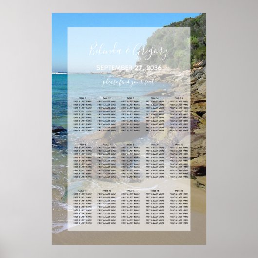 Rocky Beach Wedding Seating Chart Poster (Voorkant)