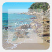 Rocky Beach Wedding Vierkante Sticker (Voorkant)