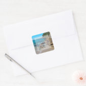 Rocky Beach Wedding Vierkante Sticker (Envelop)