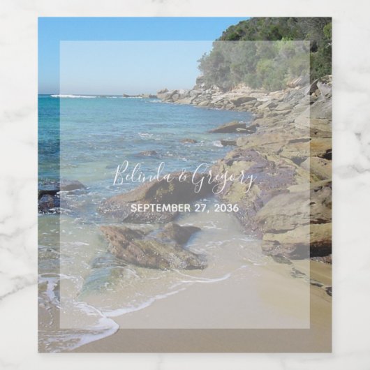Rocky Beach Wedding Wijn Etiket (Enkel label)