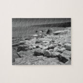 Rocky Beach zwart-wit foto puzzel (Horizontaal)