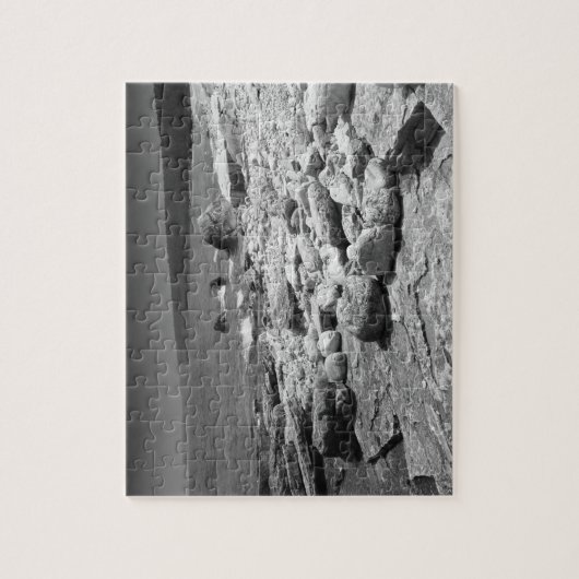 Rocky Beach zwart-wit foto puzzel Legpuzzel (Verticaal)