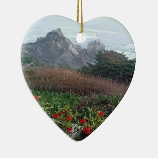Rocky California Coast Rocky Point Heart Keramisch Ornament (Rechts)