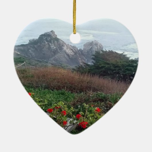 Rocky California Coast Rocky Point Heart Keramisch Ornament (Achterkant)
