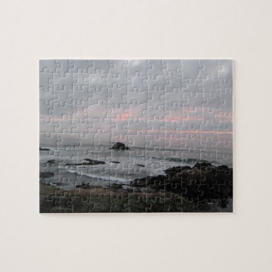 Rocky Cambria, Californië, kustlijn bij zonsonderg Legpuzzel (Horizontaal)