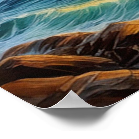 Rocky Cliff en de Roaring Ocean Poster (Hoek)