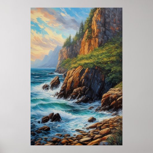 Rocky Cliffs Gekleed in Groen Poster (Voorkant)