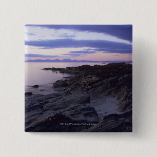 Rocky Coast bij Sunset in Kintyre, Argyll, Schotla Vierkante Button 5,1 Cm