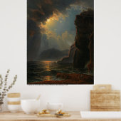 Rocky Coast in het maanlicht door Schödlberger Poster (Keuken)