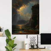 Rocky Coast in het maanlicht door Schödlberger Poster (Thuiskantoor)