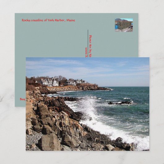 Rocky Coastline of York Harbour, Maine Briefkaart (Voorkant / Achterkant)