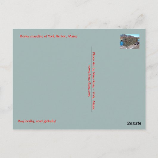 Rocky Coastline of York Harbour, Maine Briefkaart (Achterkant)