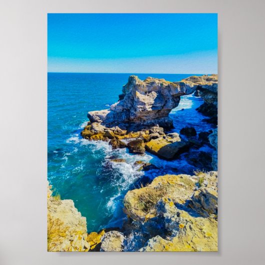 Rocky Coastline with Turquoise Sea – Mediterranean Poster (Voorkant)