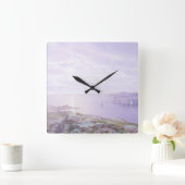 Rocky Cove Fine Art Waterverf Seascape Ocean Vierkante Klok (Huis)