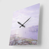 Rocky Cove Fine Art Waterverf Seascape Ocean Vierkante Klok (Hoek)