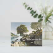 Rocky cove in een meer in de heuvels briefkaart (Staand voorkant)