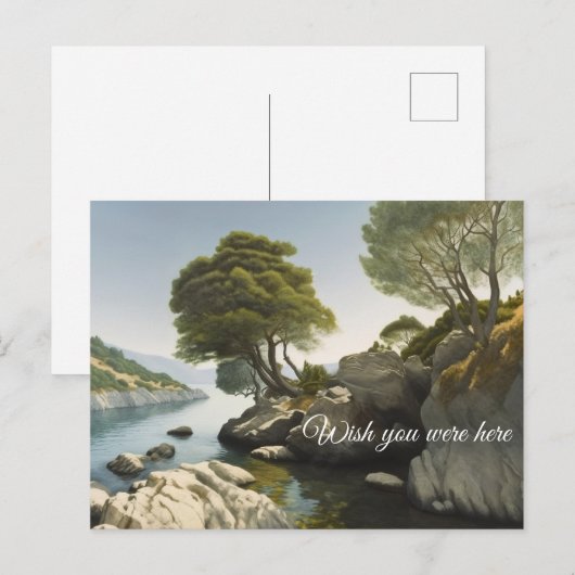 Rocky cove in een meer in de heuvels briefkaart (Voorkant / Achterkant)