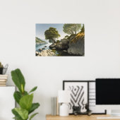 Rocky cove in een meer in de heuvels poster (Thuiskantoor)