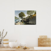 Rocky cove in een meer in de heuvels poster (Keuken)