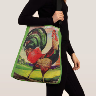 Rocky de knappe haan print crossbody tas