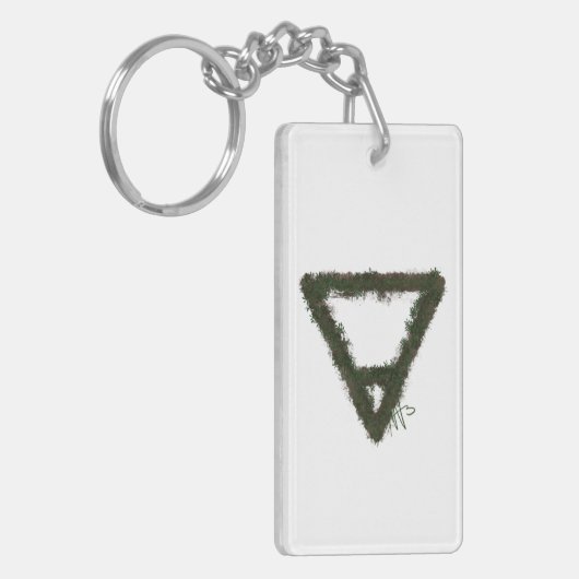 Rocky Earth Element Alchemy Symbool Sleutelhanger (Voorkant Links)