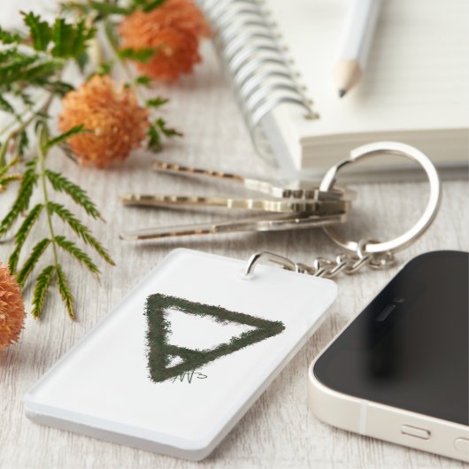 Rocky Earth Element Alchemy Symbool Sleutelhanger (Voorkant Rechts)