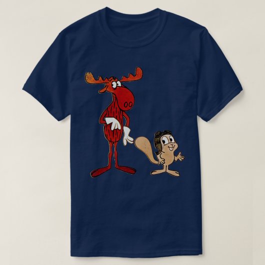 Rocky en Bullwinkle Authentieke Stijl Verdrietig T-shirt (Design voorkant)