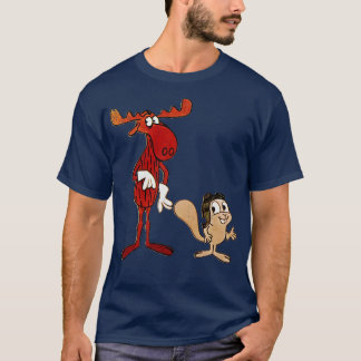 Rocky en Bullwinkle Authentieke Stijl Verdrietig T-shirt