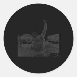 Rocky Fist Raise Grijs Schaal Film Ronde Sticker