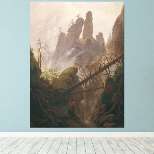 Rocky Landscape in het Elbe Sandstone-gebergte Canvas Afdruk (Insitu (Houten vloer))