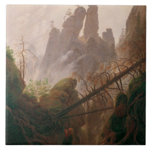 Rocky Landscape in het Elbe Sandstone-gebergte Tegeltje