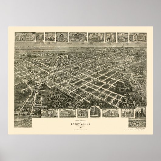 Rocky Mount, NC Panoramic Map - 1907 Poster (Voorkant)