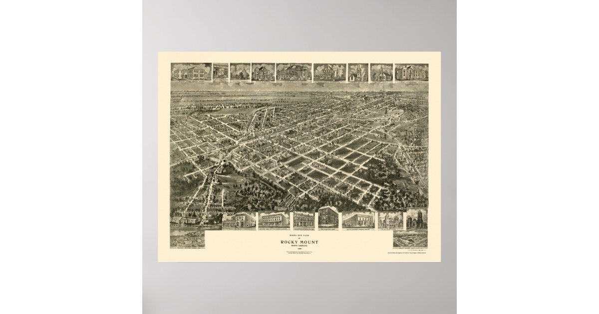 Rocky Mount NC Panoramic Map 1907 Poster Zazzle nl