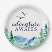 Rocky Mountain Adventure wacht op Baby shower Papieren Bordje (Voorkant)
