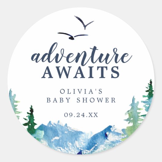 Rocky Mountain Adventure wacht op party Favor Ronde Sticker (Voorkant)