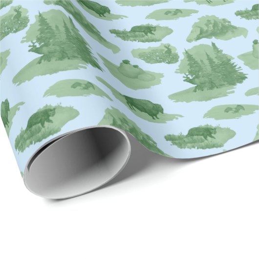 Rocky Mountain Animal Toile (Green on...) Cadeaupapier (Rol Hoek)