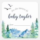 Rocky Mountain Baby shower Bookplaat Vierkante Sticker (Voorkant)