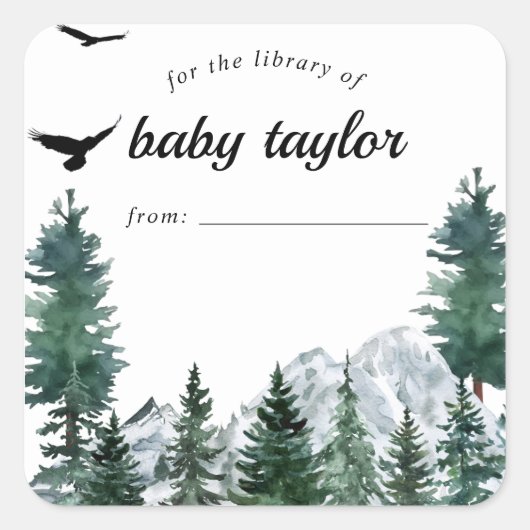 Rocky Mountain Baby shower Bookplaat Vierkante Sticker (Voorkant)
