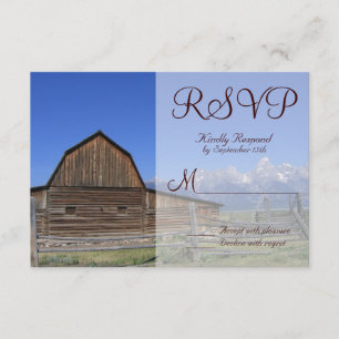 Rocky Mountain Barn Country Weddenschap RSVP-kaart RSVP Kaartje