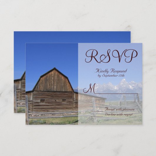 Rocky Mountain Barn Country Weddenschap RSVP-kaart RSVP Kaartje (Voorkant / Achterkant)