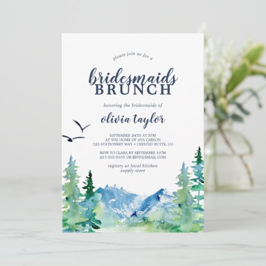 Rocky Mountain Bridesmaids Brunch Kaart (Staand voorkant)