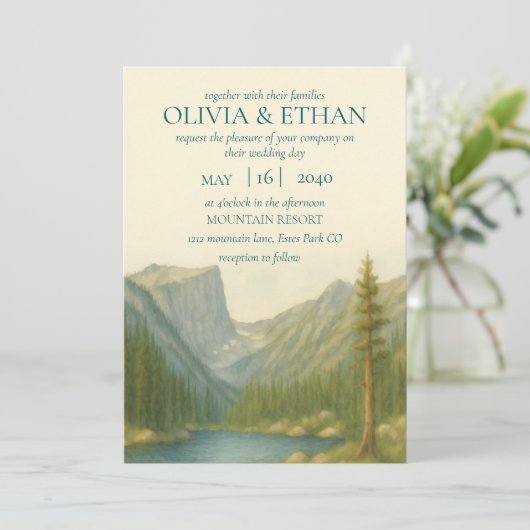 Rocky Mountain bruiloft uitnodiging (Staand voorkant)