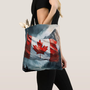 Rocky Mountain Canadese Vlag in Waterverf Tote Bag