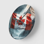 Rocky Mountain Canadian Flag in Waterverf Ronde Klok (Hoek)