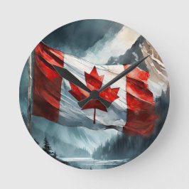 Rocky Mountain Canadian Flag in Waterverf Ronde Klok