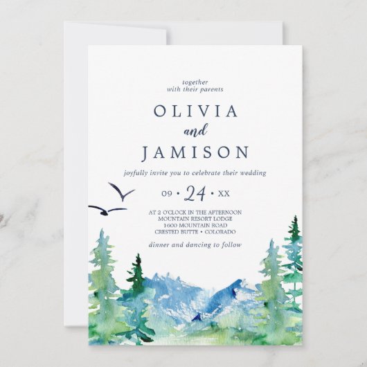 Rocky Mountain Casual Destination Wedding Kaart (Voorkant)