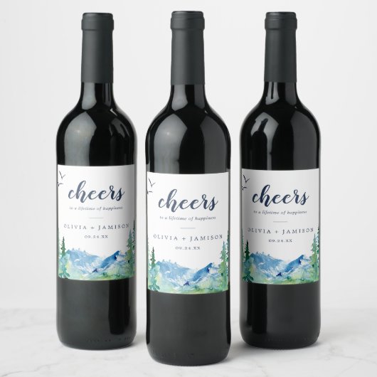 Rocky Mountain Cheers Wedding Wine Labels Wijn Etiket (Flessen)