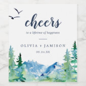 Rocky Mountain Cheers Wedding Wine Labels Wijn Etiket (Enkel label)